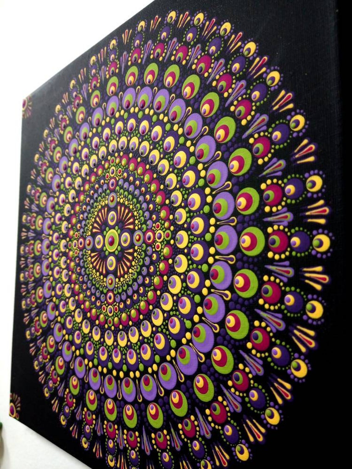 Colorful Acrylic Painting Mandala Dot Painting Decor Home Etsy