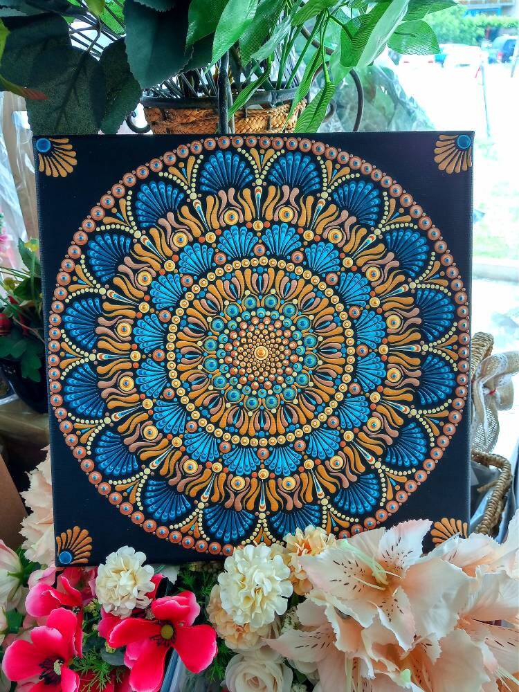 Mandala Wall Art, Mandala Canvas Art, Painting on Canvas, Hand Painted Mandala, Canvas Wall Art