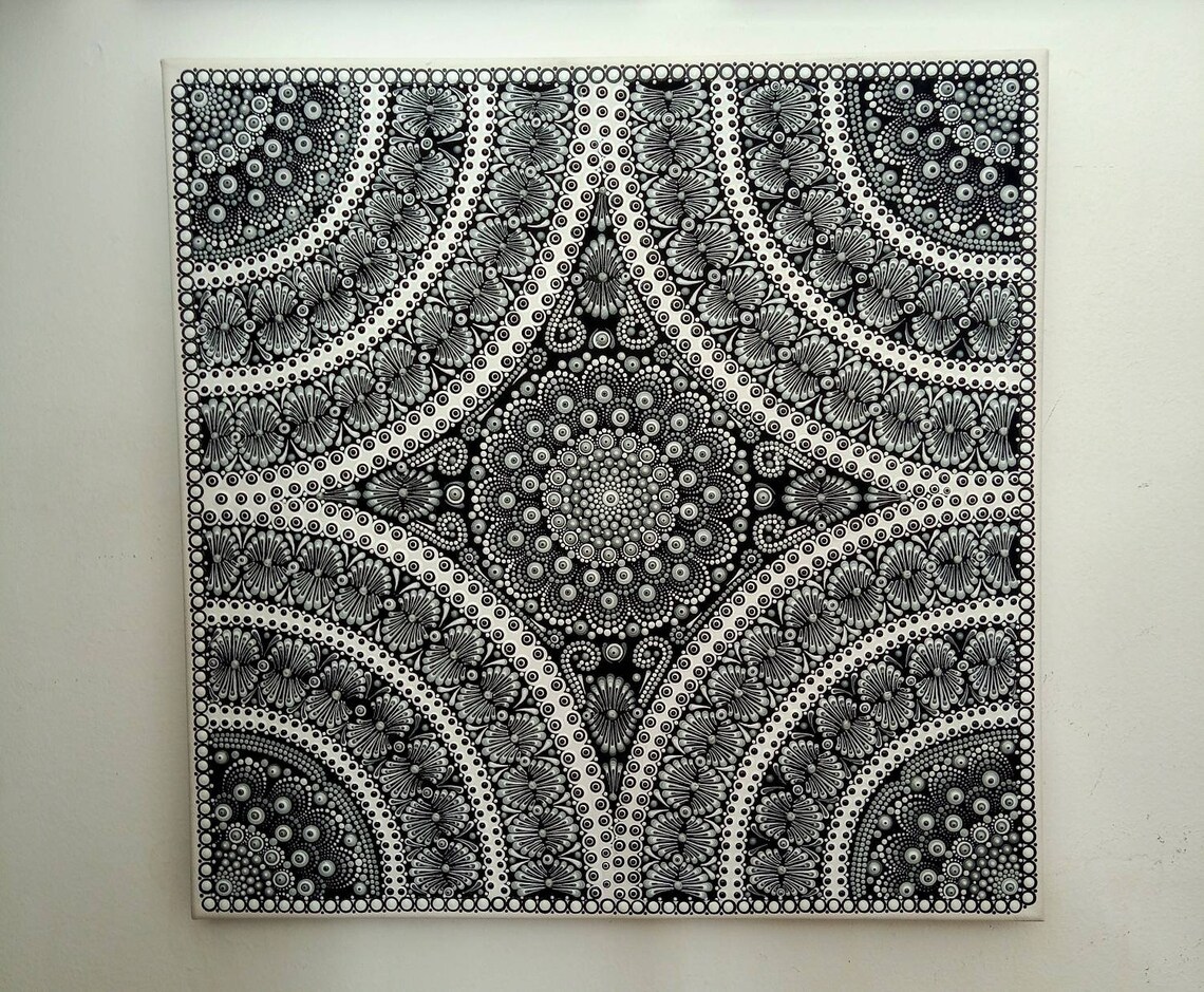 Mandala Wall Art, Mandala Canvas Art, Painting on Canvas, Dot Mandala