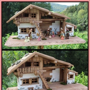 Weihnachtskrippe Krippe Krippenstall (W28+Figuren) Weihnachten Weihnachtskrippen Tischkrippen