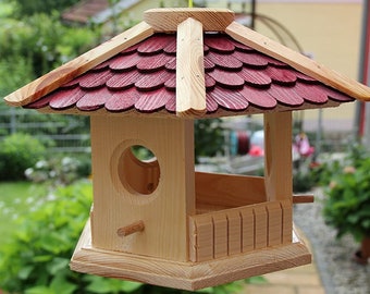 Niche à oiseaux-hexagone rouge-(V73)-maisons à oiseaux mangeoire à oiseaux maison à oiseaux-en menuiserie en bois-