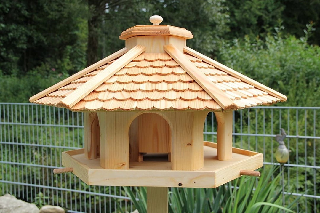 Premium Vogelhaus (V52) Lärchenholz Vogelhäuser Vogelfutterhaus