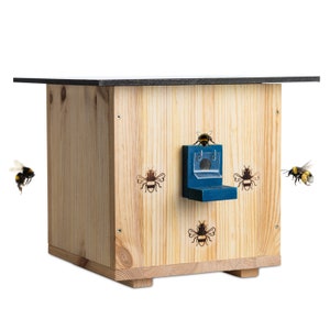Garden and wood trends XXXL Premium Bumblebee House H4 bumblebee box, bumblebee hotel, bumblebee guesthouse with wax moth barrier, insect hotel, bee house image 1