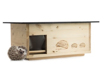 XXXL Premium Hedgehog House New 2 volte vetrata (IG1) Hedgehog Hotel Hedgehog Hut Hedgehog Feeding House - Casa per ricci con ingresso labirinto e sportello per topi