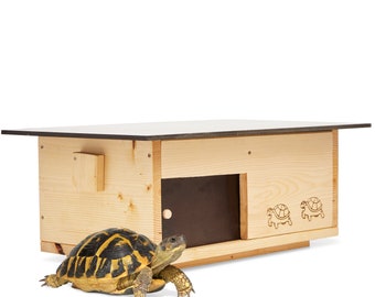 Premium Schildkrötenhaus aus 20mm Vollholz (SH3)  Wetterfest mit Boden und Schiebetür Schildkrötenhaus Schildkrötengehege Schildkröte