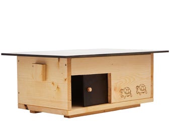 Maison pour tortues haut de gamme en bois massif de 20 mm (SH3) Résistant aux intempéries avec sol et porte coulissante Maison pour tortues Enclos pour tortues Tortue