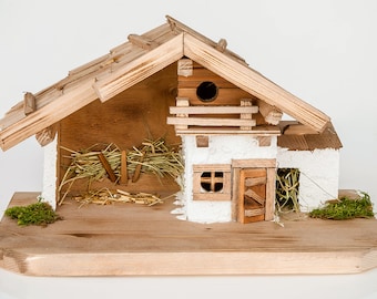 XXL Bauernhof Haus Stall Krippe mit aufklappbarem Dach Massivholz Erle NEU! XXL Bauernhof Haus Stall Krippe mit aufklappbarem Dach Massivholz Erle NEU!