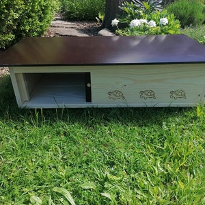 Premium schildpaddenhuis van massief hout (SH5) Weerbestendig met vloer en schuifdeur schildpaddenhuis schildpaddenverblijf schildpad