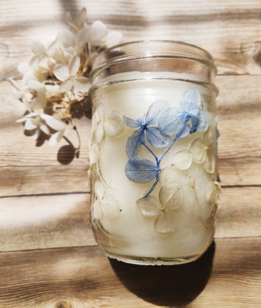 Handmade scented candles in mason jars dried flowers Etsy