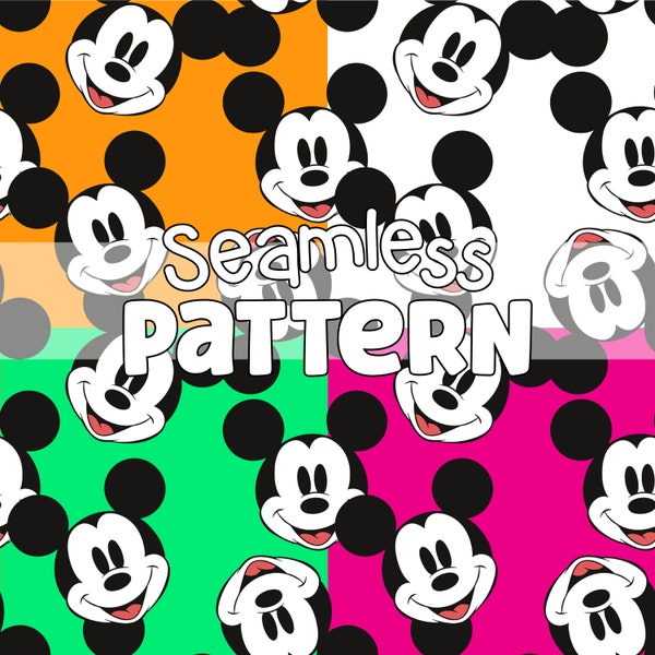 Mickey face - Seamless Repeat Pattern for Fabric Sublimation, Digital Prints, Seamless pattern, Four colors