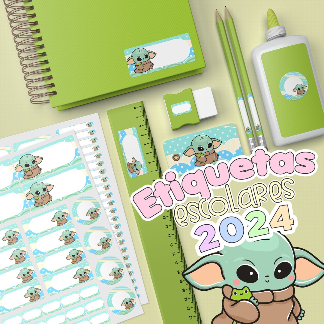 Kawaii Baby Yoda Digital Kit School Labels, Printable Templates Back to ...
