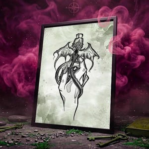 Dragon’s Elixir Dark Fantasy Art Print, Mystical Potion Dragon Illustration, Gothic Wall Art, Witchy Printable Decor, Digital Download