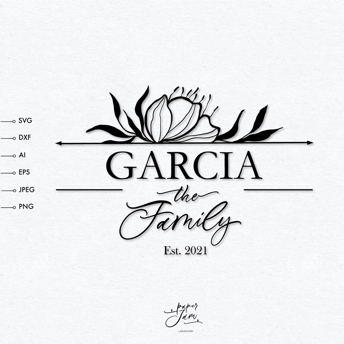 Family split monogram svg dxf eps Floral split monogram ...