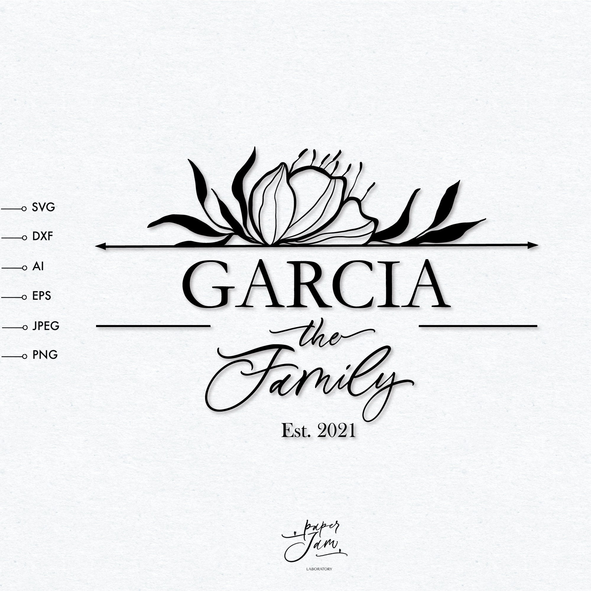 Download Family split monogram svg dxf eps Floral split monogram SVG | Etsy