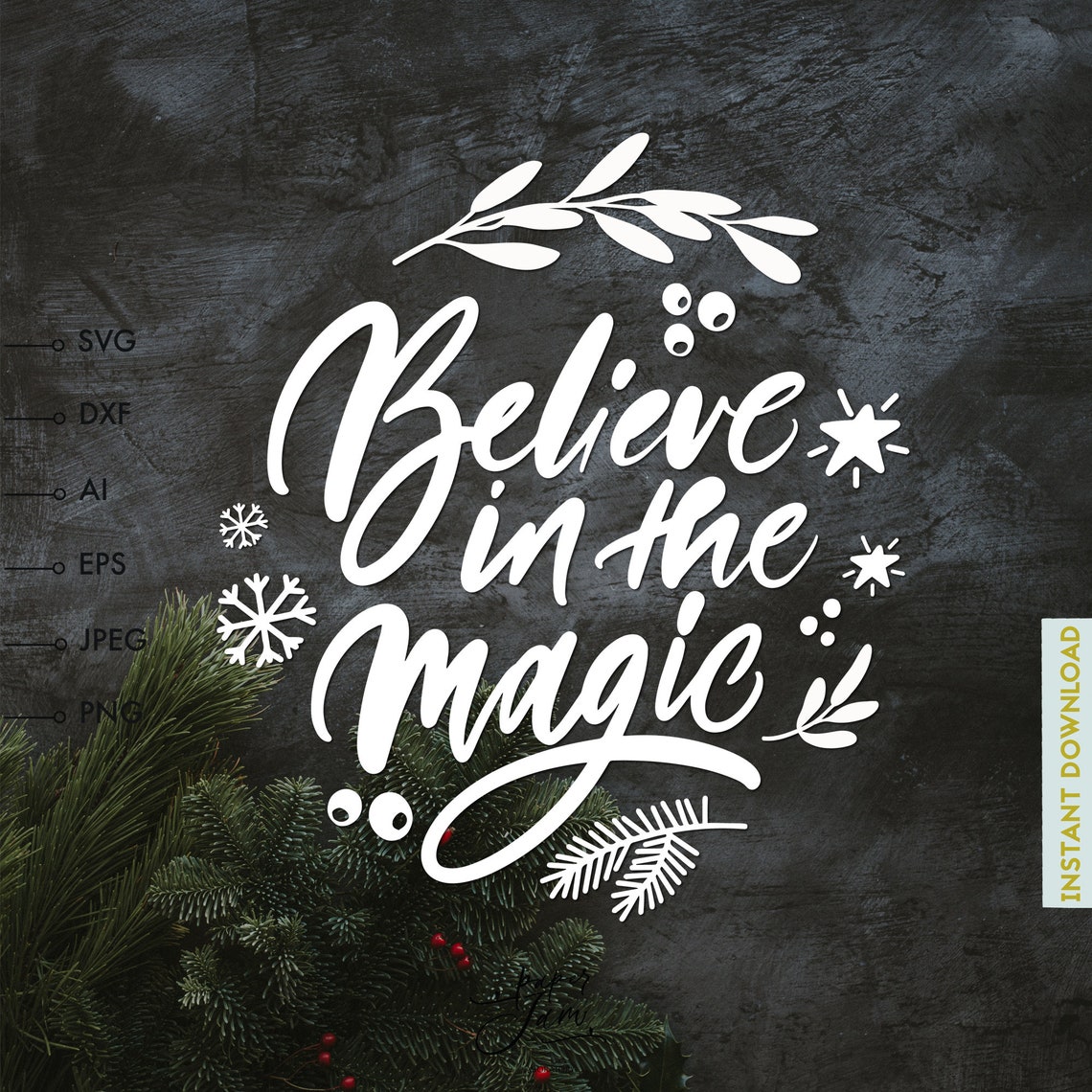 Believe in the Magic handlettered svg for Cricut Christmas | Etsy