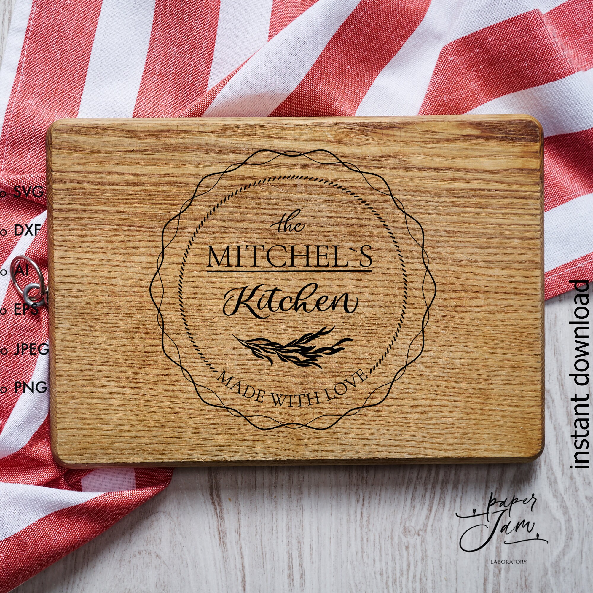 Family Monogram Svg Cutting Board Svg Housewarming Svg Kitchen Etsy