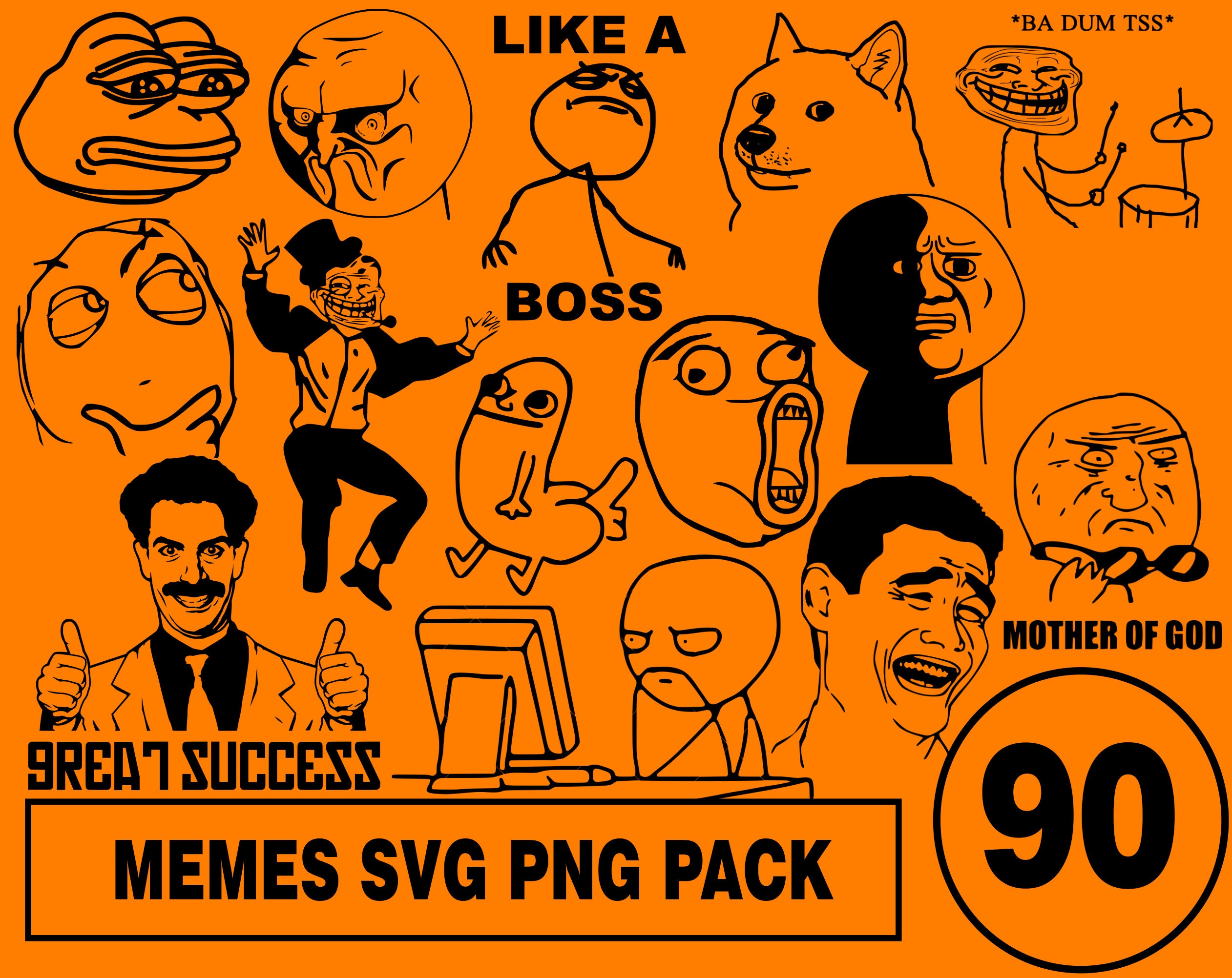 Memes SVG PNG 90 Design Bundle Memes Bumper Stickers Window | Etsy