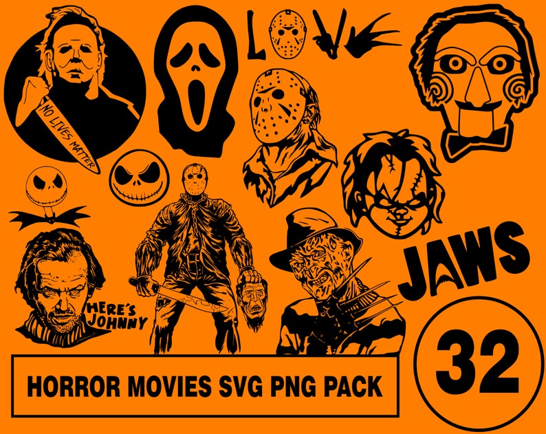 Download Designs Inspired By Horror Movies SVG PNG 32 Design Bundle ...