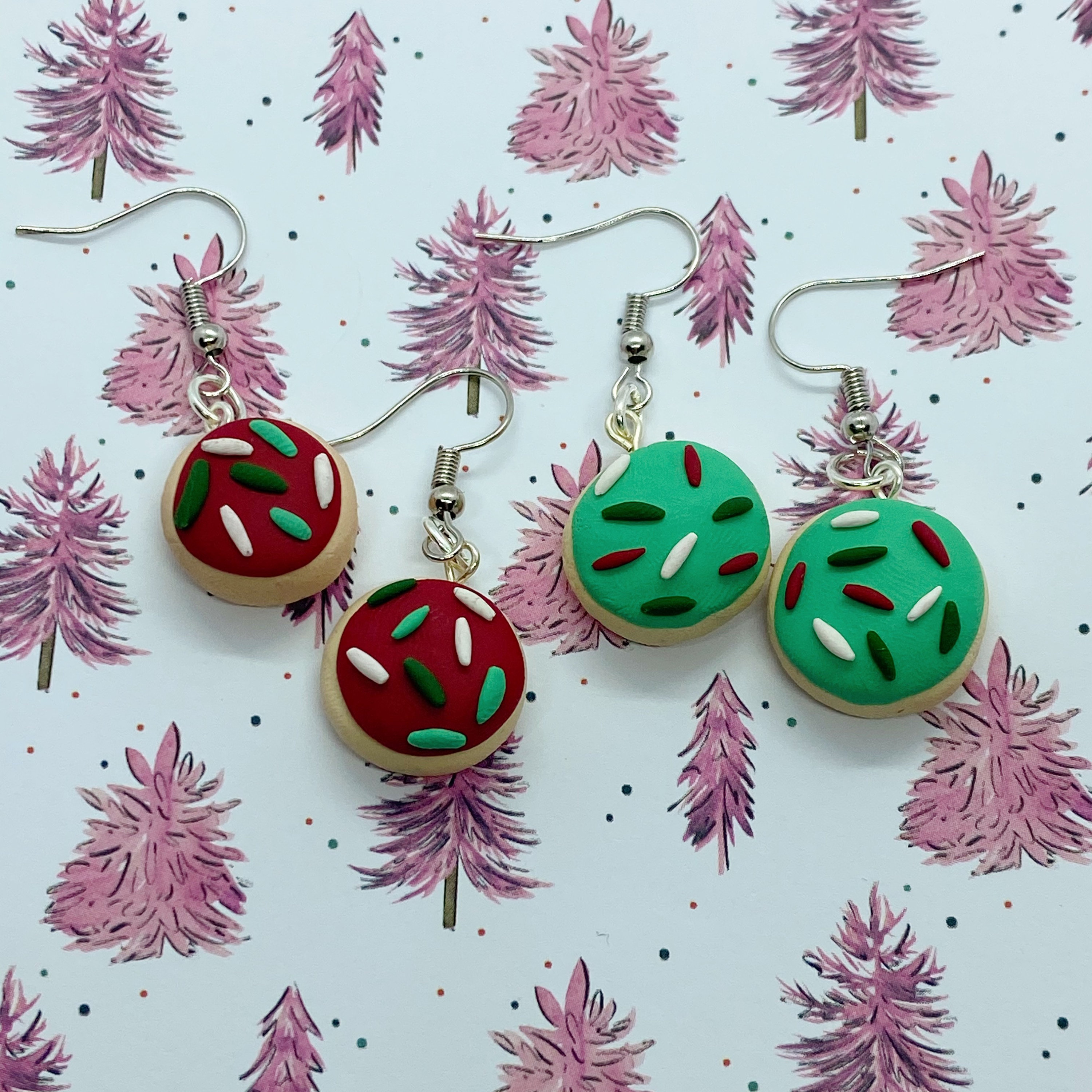 Christmas Sugar Cookie Earrings // Handmade Polymer Clay Etsy