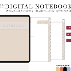 Digital Notebook with Hyperlinked Tabs for Goodnotes, Notability etc. iPad Notes Template for Note taking / Digital Notebook for Everyone