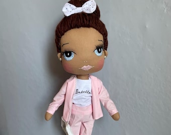 Poupée de chiffon en lin faite main : poupée ancienne personnalisée, cadeau bébé fille