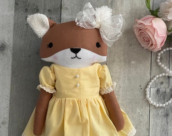Zorro de lino hecho a mano: peluche de reliquia