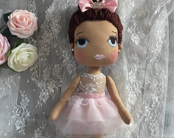 Handmade Personalized Rag Ballerina Doll, Cotton & Fleece