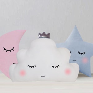 Cloud shaped pillow, Star decorative pillows, Star shaped pillow, cloud shaped pillow, silver color nursery, Baby  nursery decor, Christmas