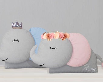Handmade Elephant Pillow: Plush Nursery Decor, Baby Room Cushion