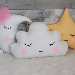 Almohada de nube, almohada de luna con nariz, decoraciones tipi, cojín de nube, decoración de habitación para niños, regalo para niños, almohada de nube para guardería