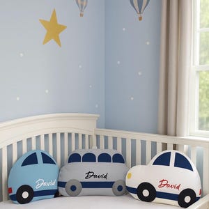 Handmade Car Pillow, Boy Room Decor, Transportation Theme image 1