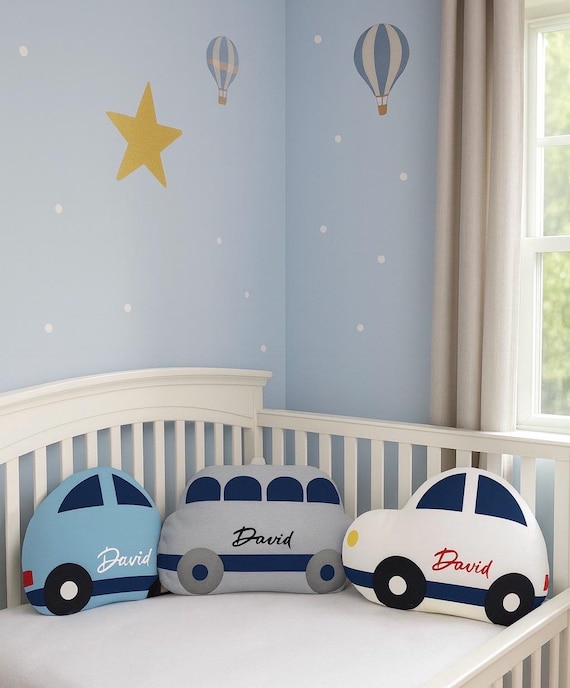 Handmade Car Pillow, Boy Room Decor, Transportation Theme