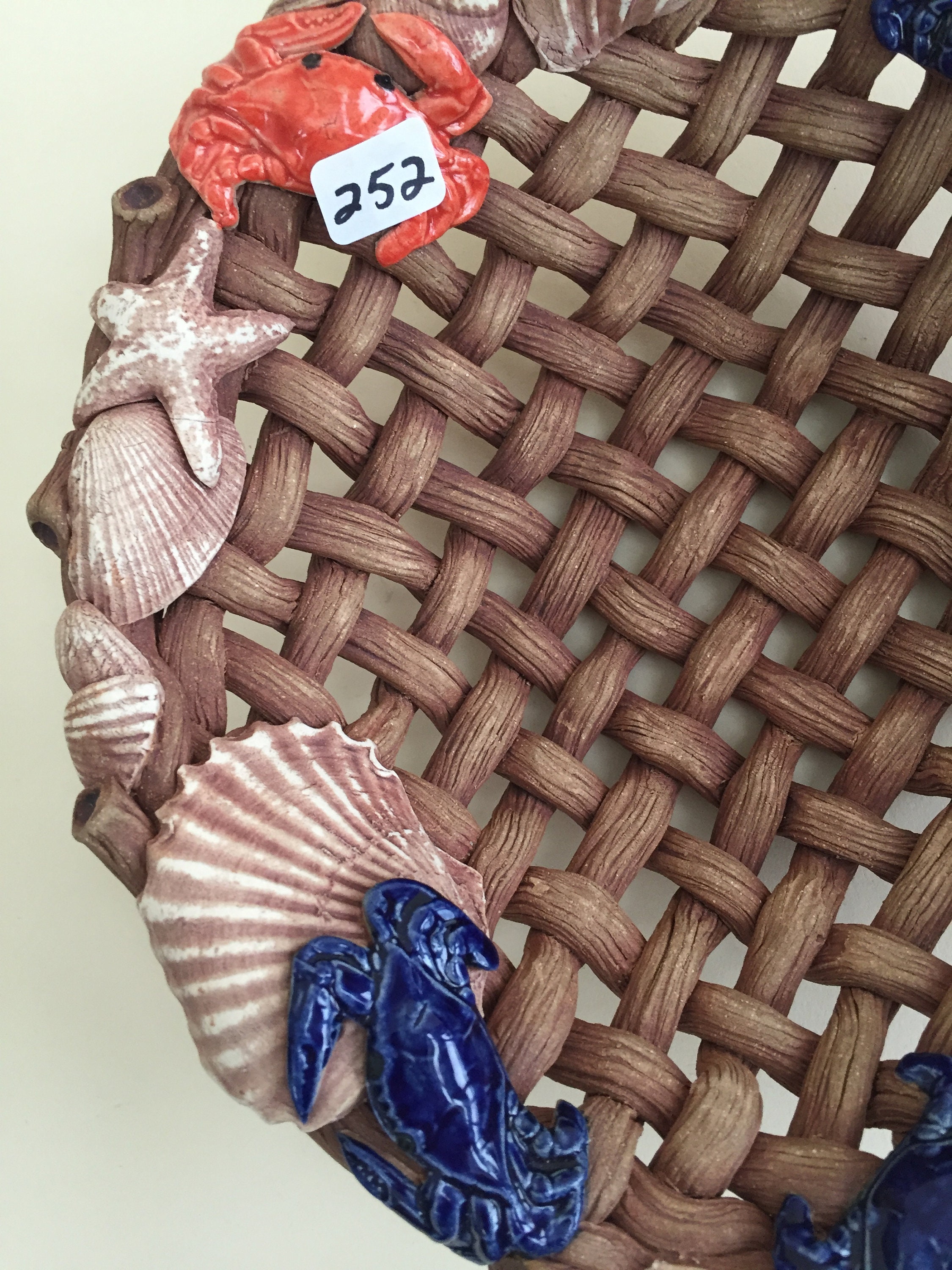 Crab and Shell Woven Clay Basket Etsy UK