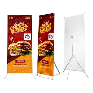 Custom X-Stand Banners 18oz Vinyl Adjustable Business Banner Sign Personalized, Advertising, Event Banner Image, Logo, Text Anything