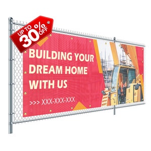 Custom Mesh Banner & Sign - Fence Wrap Banner Personalized Image Print for Advertising Event - 8oz Commercial Grade Mesh Vinyl Metal Grommet