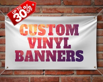 Custom Vinyl Banner Personalized Advertising Event Banner Print Image Logo Text 13oz Heavy Duty Vinyl Sign Metal Grommets & Heat Welded Hems