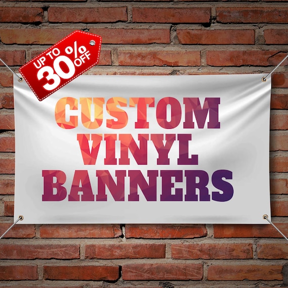 Banner in vinile personalizzato Banner pubblicitario personalizzato per  eventi Stampa immagine Logo Testo Cartello in vinile resistente da 13 once  Occhielli in metallo e orli saldati a caldo -  Italia