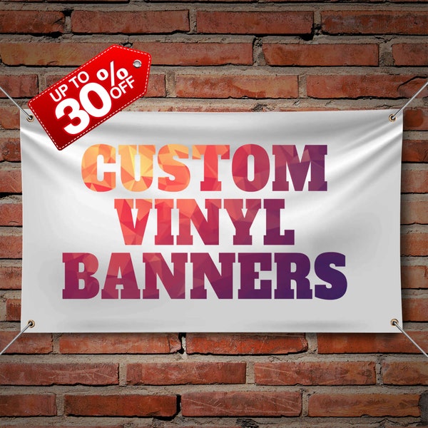 Custom Vinyl Banner Personalized Advertising Event Banner Print Image Logo Text 13oz Heavy Duty Vinyl Sign Metal Grommets & Heat Welded Hems