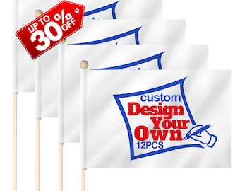 Personalisierte Handheld-Stick-Flagge (12er-Set) - Personalisiertes Werbe-Event-Banner-Druck-Bild-Logo-Angepasste Handheld-Mini-Flaggen-Banner