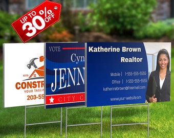 Custom Yard Signs - Single & Double Sided - Personalized, Advertising, Garden Decoration, Slogan Board - Print Image, Logo, Text Anything!