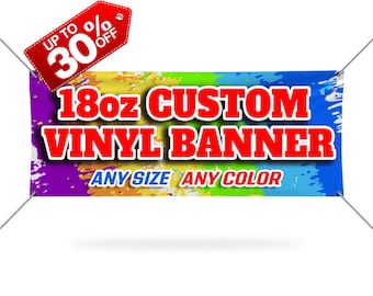 Custom Vinyl Banner, 18oz Heavy Duty Outdoor Banner, Personalized Printed Sign, Single or Double Sided Business Event Outdoor Banner