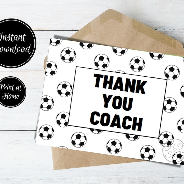 Soccer Thank You Coach, Soccer Coach Gift, Coach Appreciation, Soccer Coach, Coach Thank You Card, End of Season, Coaches Gift