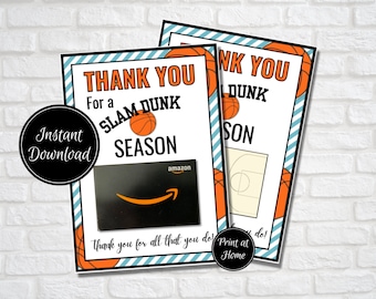 Basketball Coach Thank You Card, Printable Basketball Coach Gift Card Holder, Coach Appreciation, Basketball Coach Gift, Coach Gift Idea