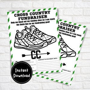 Arrecadação de fundos para cross country, Color My Shoe, Folheto de arrecadação de fundos, Arrecadação de fundos para equipe, Patrocinador de cross country, Mãe de cross country, Formulário de arrecadação de fundos 8,5X11