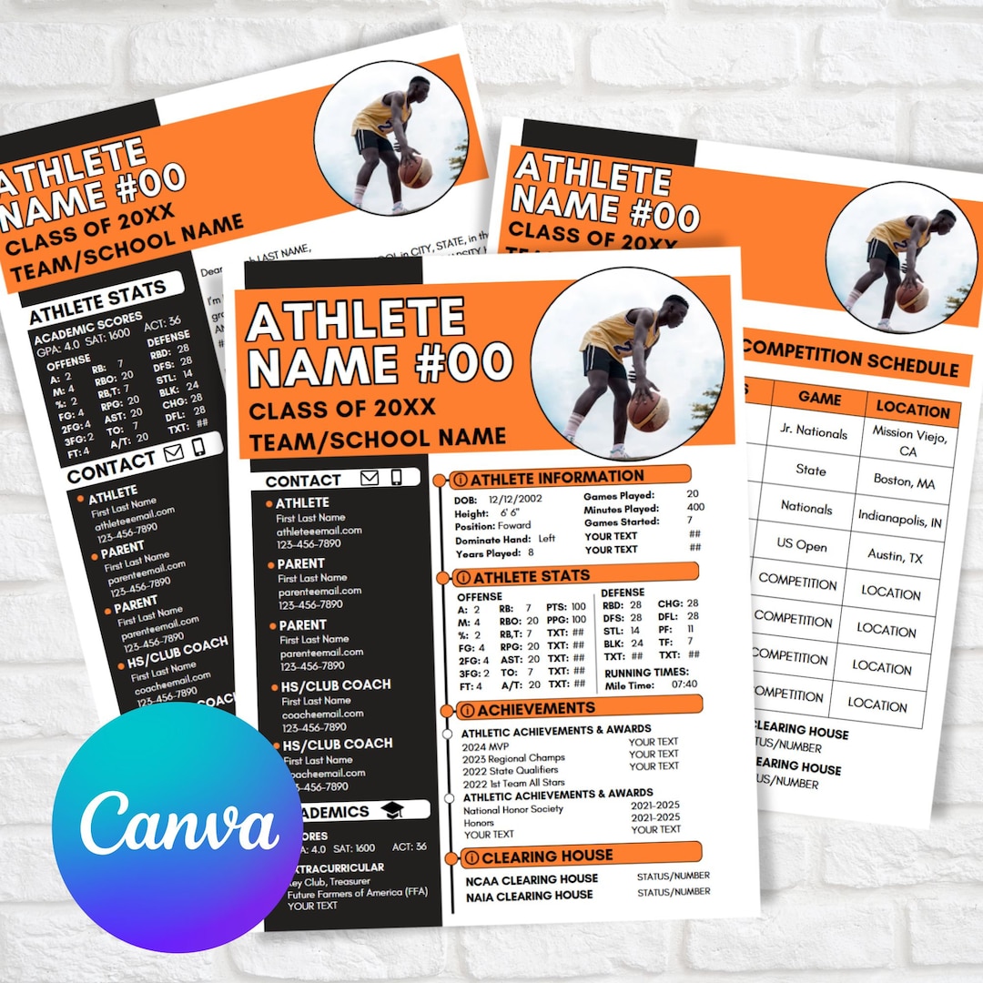 Basketball Player Profile, Basketball Athlete Profile Sheet, Basketball ...