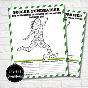 Soccer Fundraiser Flyer: Color My Player, Team Sponsor Form (8.5x11) (PDF Download)