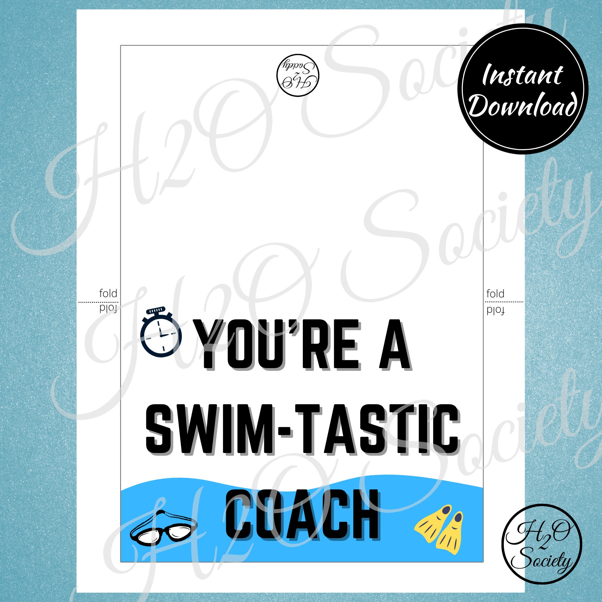 Printable Swim Coach Card Gift 'you're a Swimtastic Etsy