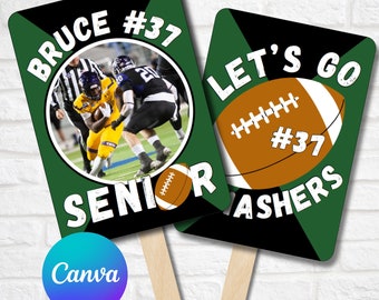 Editable Football Poster, Senior Fan, Football Gift, Senior Night, Senior Game, Football Team, Football Mom, Canva Template, Graduation Fan