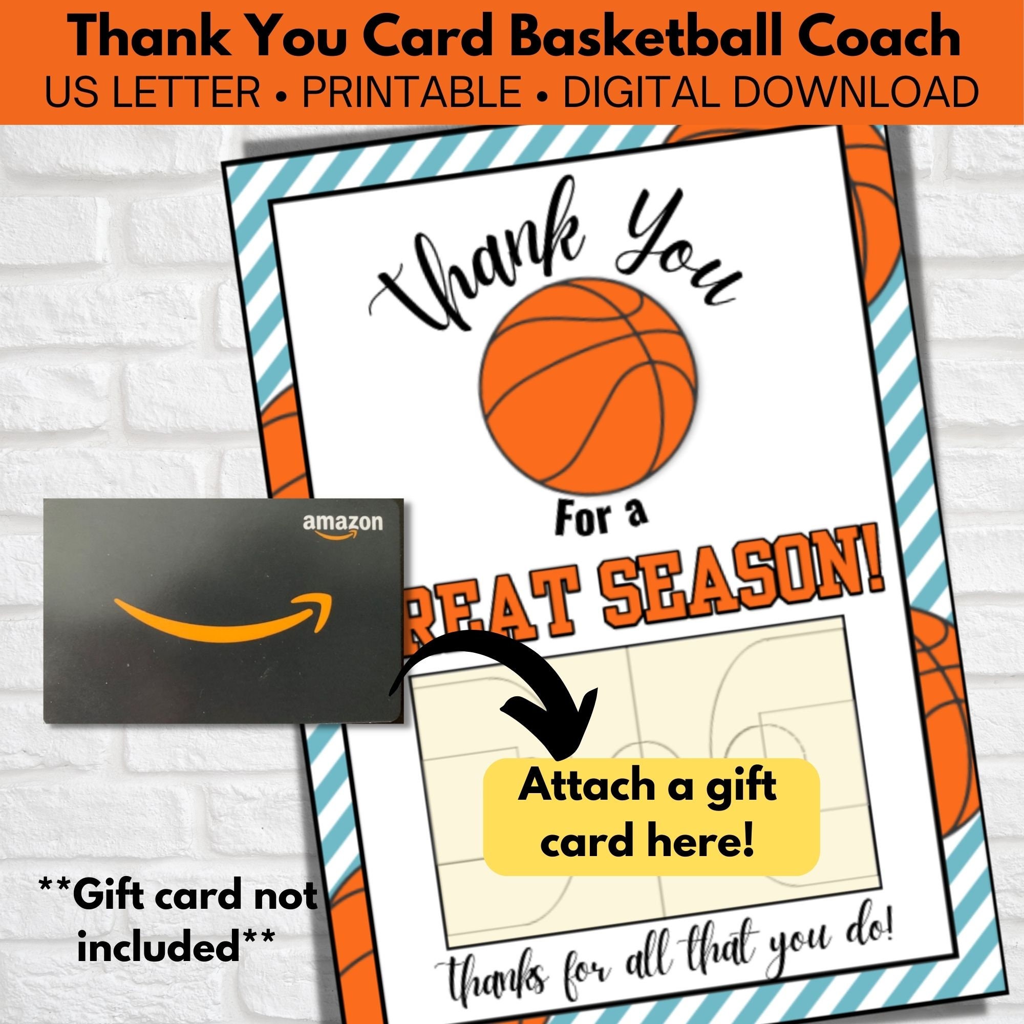 Basketball Coach Thank You Card, Coach Gift Card Holder, Coach ...