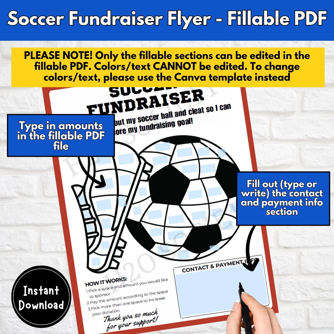 Soccer Fundraiser Template, Color My Soccer Ball, Fundraiser Flyer